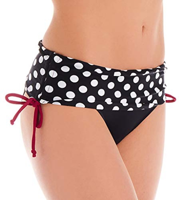 Pour Moi? Sea Breeze Fold Over Brief Bragas de Bikini, Negro/Blanco/púrpura, 18 para Mujer