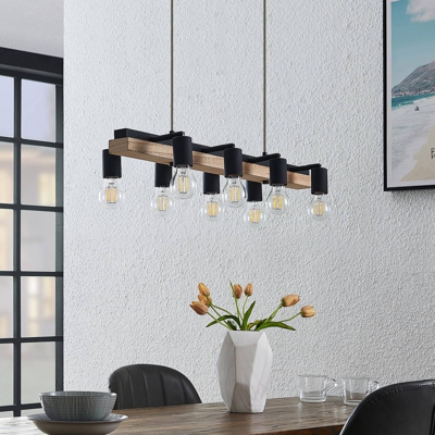 Lindby Morleen - colgante, 8 luces, madera clara