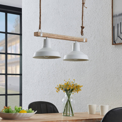 Lindby Calliora lámpara colgante madera, 2 luces en oferta