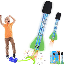 Vicloon Juguete Cohete de Aire,Cohete Juguete Infantil Salta y Lanza Cohetes Playset Conjunto Cohete Juguete Lanzador Juegos Familiares Tres Cohetes d precio