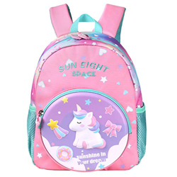 Wenlia Mochila para niños, mochila escolar de unicornio con bolsillos laterales, mochila ligera para niños y niñas, astronauta mochila de viaje imperm características