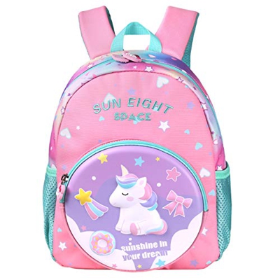 Wenlia Mochila para niños, mochila escolar de unicornio con bolsillos laterales, mochila ligera para niños y niñas, astronauta mochila de viaje imperm