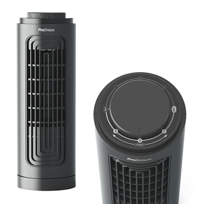 Pro Breeze Ventilador de Torre de Sobremesa de 32,5 cm con 3 Velocidades de Ventilador, Diseño Compacto Portátil, Oscilación Automática y Tecnología d