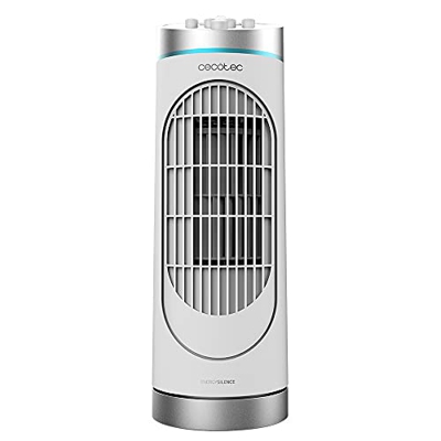 Cecotec Ventilador de Torre EnergySIlence 3000 DeskTower. 30 W, Altura 15" (38 cm), 3 Velocidades, Oscilación, Temporizador 2 h, Control manual, Blanc