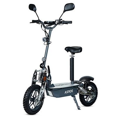 Aspide Metal - Patinete/Scooter eléctrico dos ruedas, con sillín, plegable, luz LED frontal, panel LCD, motor 2000W, velocidad hasta 40Km/h, autonomía