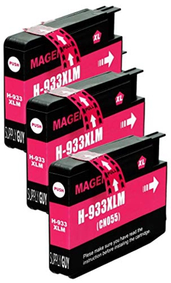3 Cartuchos de Tinta Compatible con HP 933 933XL Magenta para HP OfficeJet 6100 6600 6700 7110 7510 7600 7610 7612