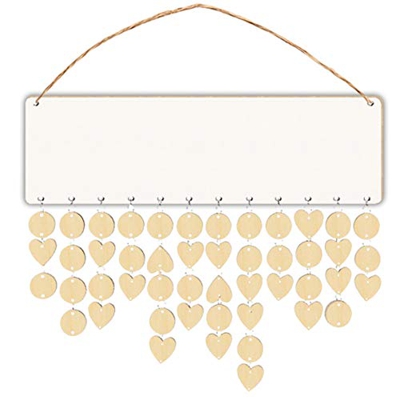 HEALLILY Borde del calendario de cumpleaños de la familia, hecho a mano, calendario de madera para colgar en la pared, placa de recordatorios de cumpl