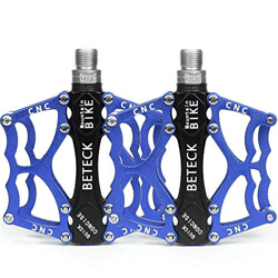 BETECK Pedales Bicicleta Aleación de Aluminio Plataforma Plana 9/16'' Teniendo para Cycling Ciclismo MTB BMX Montaña (Azul) características