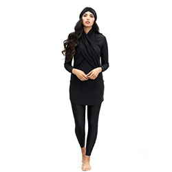 Traje de baño Musulman Modeste – Burkini para mujer conjunto de pantalones de hijab cobertura completa de secado rápido elástico Beachwear 3 piezas, N en oferta