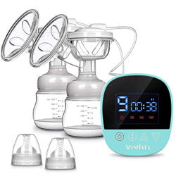 MOSFiATA - Bomba de lactancia eléctrica con doble succión recargable con pantalla táctil LED, 3 modos (9 niveles cada modo), sin BPA en oferta