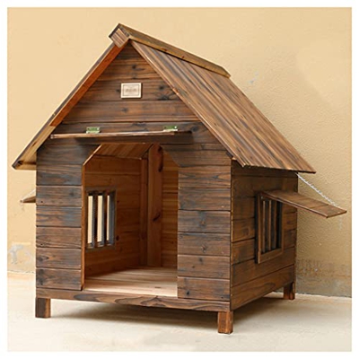 TYX Caseta Perros Grande Intemperie, Caseta Perros Madera con Ventanas Dobles, Caseta Perros Madera Universal para Villa para Mascotas,34.64×30.31×31.
