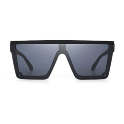 JIM HALO Gafas de Sol con Protección Superior Plana Gafas Cuadradas sin Montura de Espejo Para Mujeres y Hombres (Marco Negro Mate/Lente Gris) precio