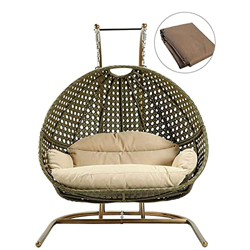 HHTD Silla Colgante Colgando Marco de Aluminio Hamaca Silla de Huevo con Asiento Cojín reposabrazos Almohada U Soporte Terraza Jardín en oferta