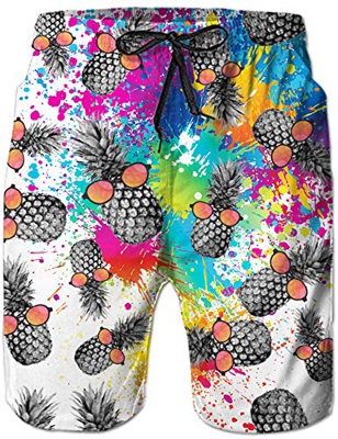 Rave on Friday Hombre Bañador Estampado 3D Impresos Funny Realista Piña Gráfico Boardshorts Hawaii Funky Moda Shorts M