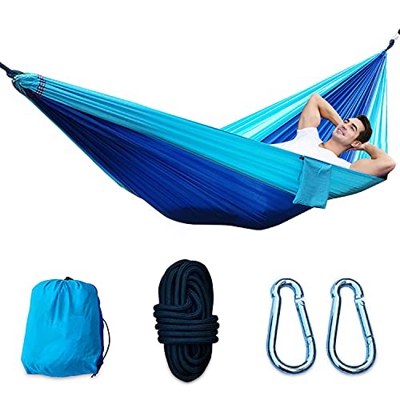 YISKY Camping Hamaca, Hamaca Ultraligera para Camping, 300kg de Capacidad de Carga, 270 x 140 cm Estilo paracaídas de Nylon, para Jardín Acampada Exte