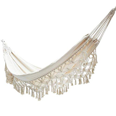 ZIYUMI 2 Person Hammock Boho Macrame Hammock Swing Net Bed 200 x 150 cm Portable Travel Outdoor Garden Beach Camping Double Hammock