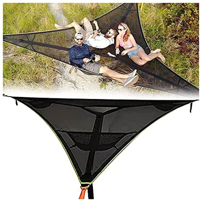 YRRA Camping Hamaca, portátil Gran árbol Triangular Hamaca de árbol portátil Easy Use Hanging Chair Seat, For Outdoor, Garden and Patio,Negro,200x200x