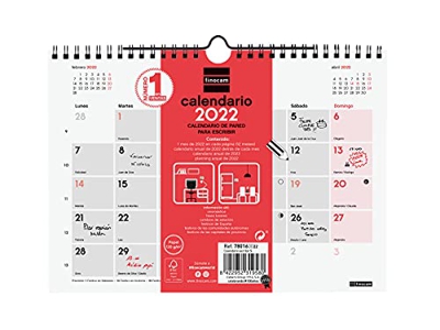 Finocam - Calendario 2022 S - 210x150 mm Neutro de Pared para Escribir Español