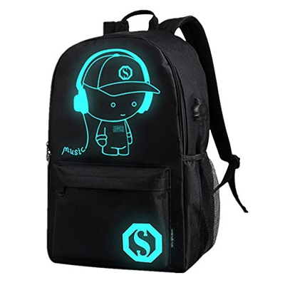 Mochila Luminosa,Mochilas Escolares con Puerto de Carga USB, Anime Bolso de Escuela para niños y niñas, Computadora Mochila para adolescentes,Mochila 
