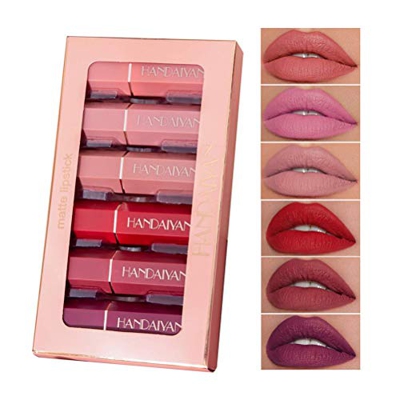 BASOYO Lápices labiales Mate 6Pcs Lápiz Labial líquido Sexy, Set Impermeable, Duradero, suavizante, Taza Antiadherente, Colores Atractivos, lápices la