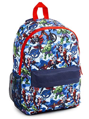 Marvel Avengers Mochila Niño, Mochilas Escolares Juveniles con Superheroes Capitan America Iron Man Hulk y Thor, Mochila para Deporte Viaje Colegio, R
