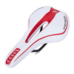 Asvert Sillín de Bicicleta Antiprostático Gel MTB Carretera Asiento Ciclismo Superior y Raíles de Acero de Carbono (Blanco y Rojo) precio
