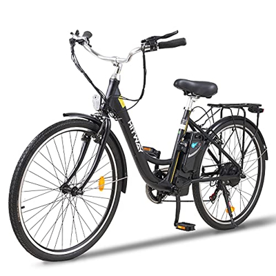 HITWAY Bicicleta eléctrica Urbana de 26 Pulgadas con Motor de 250 W, Caja de Cambios de 7 velocidades, Bicicletas eléctricas con batería de Litio extr