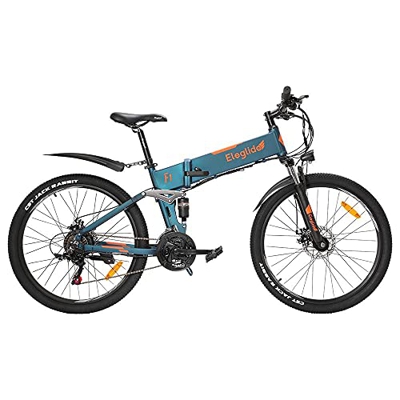 Eleglide F1 Plegable Bicicleta Eléctrica 26" Bici de montaña eléctrica para Adultos Hombres/Mujeres Bicicletas Shimano 21 Velocidades Híbridas de Carr