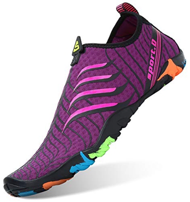 Unisex Zapatos de Agua Antideslizante Secado Rápido Natación Playa Surf Escarpines para Hombre Mujer Morado 38