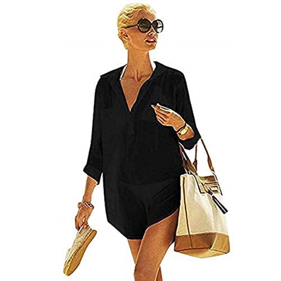 TBSCWYF Vestido Suelto de Bikini Mujer Ropa de Baño Playa Traje de Baño Vestido de Playa Blusas Chales Bikini Camisolas Verano Blusa de Playa con Abri