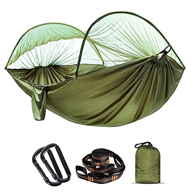 Hamaca con mosquitera, capacidad de carga de 300 kg, de secado rápido, ultraligera, con 2 mosquetones, 2 correas resistentes para exteriores, camping,