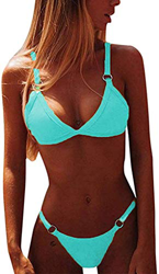 Yutdeng Sexy Tanga Bikini Mujer Brasileño Bañadores Color Sólido Bikini Dos Piezas Trajes de Baño Push-Up Sujetador Acolchado Playa Ropa de Baño para  características