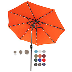 ABCCANOPY Sombrilla de jardín inclinable de 275 cm, con 32 luces LED solares, para jardín, cubierta, piscina, playa de arena, naranja características