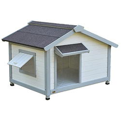 XYF Casa del Animal doméstico de la casa del Perro de Madera Maciza, Casa de Perro de Madera al Aire Libre con Ventanas de Puerta, Pet Log Cabin Kenne precio