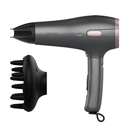 Cecotec Secador de Pelo Iónico Bamba IoniCare 5250 EasyCollect Pro. 2100 W, Función recogecables automático, Plegable, Ion Real, Boquilla concentrador