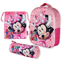 Mochila Infantil 3D, Estuche Escolar y Bolsa Merienda de Cuerdas Pack Diseño Colorido – Minnie Mouse | Mochila Escolar Niña de 3 Años | Material Escol en oferta