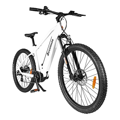 Accolmile Bicicleta Eléctrica de Montaña de 27,5 Pulgadas, BAFANG M200 Torque Mid Motor 36V 250W, Batería de Litio de 15 Ah, Horquilla Delantera con S