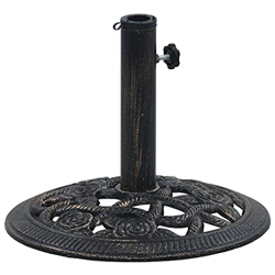 Keyur Base para sombrilla de jardín, Soporte para sombrilla para Exterior Soporte para sombrilla Base para sombrilla Negro y Bronce 9 kg 40 cm Hierro  en oferta