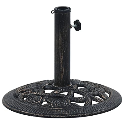Keyur Base para sombrilla de jardín, Soporte para sombrilla para Exterior Soporte para sombrilla Base para sombrilla Negro y Bronce 9 kg 40 cm Hierro 