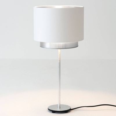 Lámpara de mesa Mattia, perla seda blanco/plata
