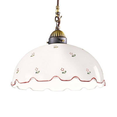 Lámpara colgante Nonna Blume, blanco-rojo, Ø 30 cm