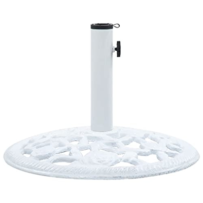 Keyur Base para sombrilla de jardín, Soporte para sombrilla para Exterior Soporte para sombrilla Base para sombrilla Blanco 12 kg 48 cm Hierro Fundido