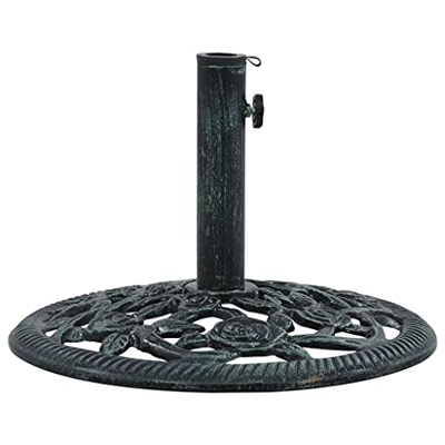 Keyur Base de sombrilla de jardín, Soporte de sombrilla para Exterior Soporte de sombrilla Base de sombrilla Verde 9 kg 40 cm Hierro Fundido