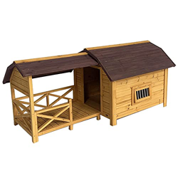 Casa Para Perros Al Aire Libre De Madera Maciza Con Patio Grande Villa Dedicada Para Perros Balcón Grande Dormitorio Para Perros Grande Inicio Muebles características