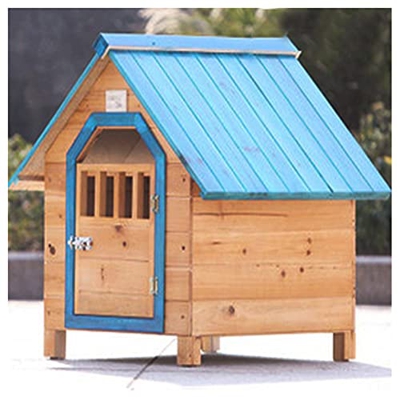 TYX Casetas para Perros Exteriores, Casa Perros Perreras Perros Cajón Perros Villa Azul Impermeable, para Animales Pequeños Medianos Y Grandes,77×88×8