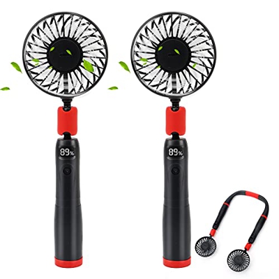 Ventilador Personal Portátil, 2 en 1 Ventilador Cuello and Ventiladores USB, Mini Cuello Ventilador de Rechargeable, 3 Velocidades, Ajustable de 360° 