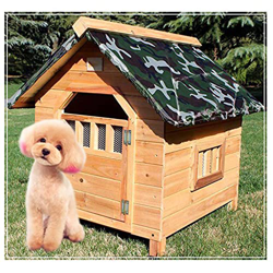 TYX Casetas para Perros Exteriores Resistente Agua con Cubierta Lluvia, Casa Perros Casetas Madera Perros Caseta Exterior, Casa Gatos Grande Villa,77× precio