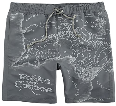 Der Herr der Ringe El Señor de los Anillos Rohan Gondor Map Hombre Bañador Gris XL
