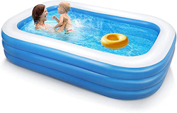 Piscina inflable, 300 x 180 x 56 cm, piscina grande de 0,4 mm de grosor, piscina familiar rectangular de 3 capas para niños, adultos, jardín interior  precio