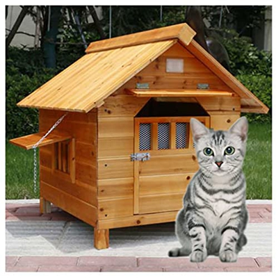 TYX Casetas para Perros Exteriores Madera Impermeable, Caseta para Perro Caseta Exterior Casa para Gatos, para Animales Pequeños Medianos Y Grandes,45